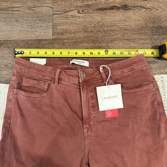 LOVERVET Women's Tummy Control Crop Straight Jeans Size 16W In Burgundy - Picture 13 of 14